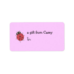 Personalised gift tag label -- ladybug theme