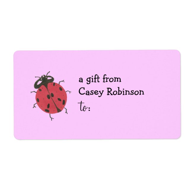 Personalised gift tag label -- ladybug theme (Front)