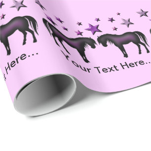 Personalised Gift Wrap - Purple Ponies And Stars