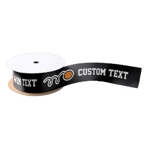 Personalised gift wrapping ribbon with basketballs satin ribbon