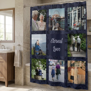 Personalised Gifts for Older Parents Couples Blue Shower Curtain