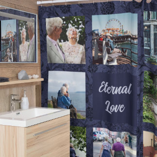 Personalised Gifts for Older Parents Couples Blue Shower Curtain