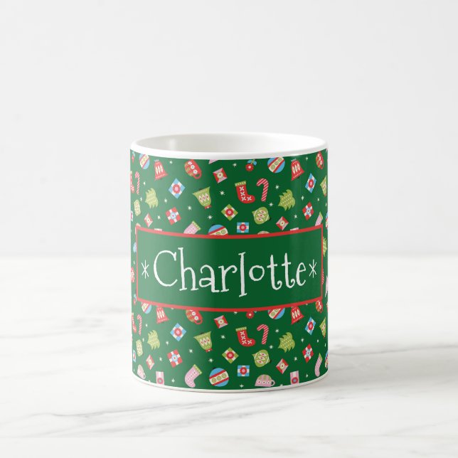 Personalised Gifts of Christmas Green Coffee Mug (Center)