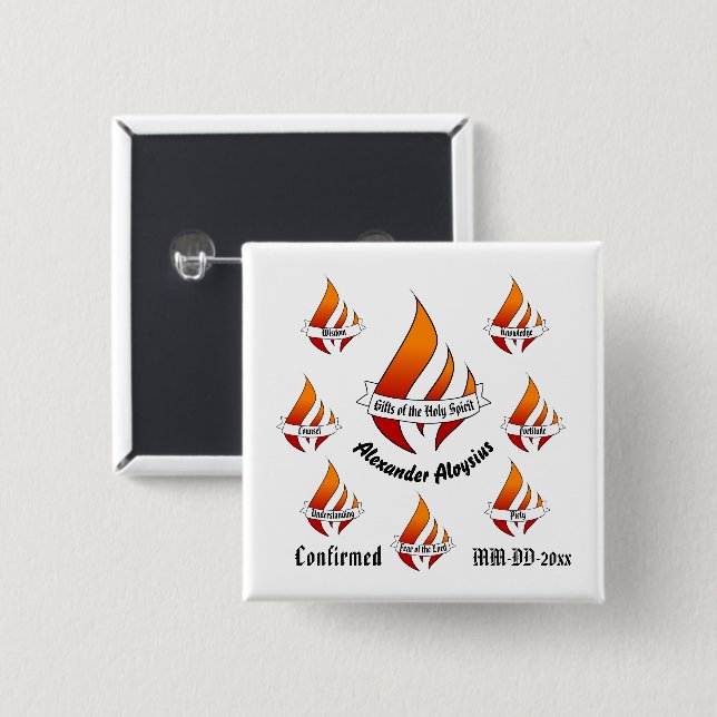 Personalised Gifts of the Holy Spirit Confirmation 15 Cm Square Badge (Front & Back)