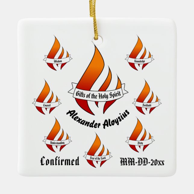 Personalised Gifts of the Holy Spirit Confirmation Ceramic Ornament (Front)