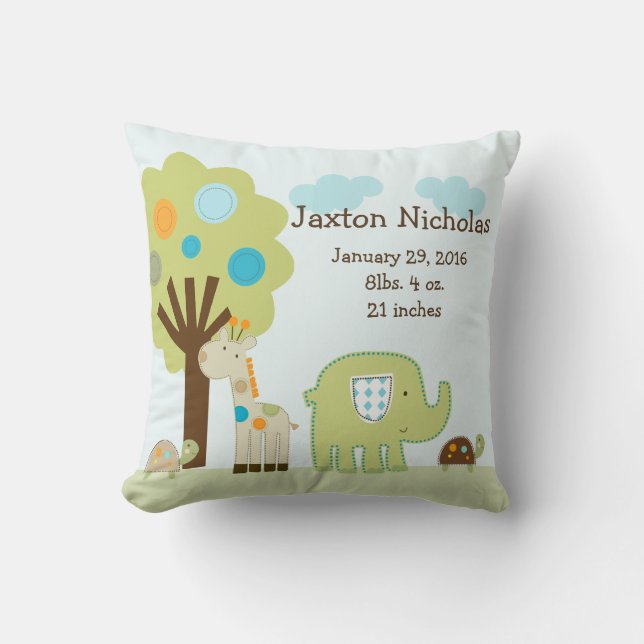 Personalised Giggle Gang Animals Pillow Keepsake (Front)