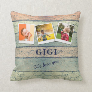 Personalised Gigi Grandchildren 3 Photo Collage Cushion
