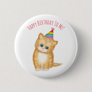 Personalised ginger kitten birthday badge