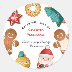 Personalised Gingerbread Christmas Cookies Baking Classic Round Sticker