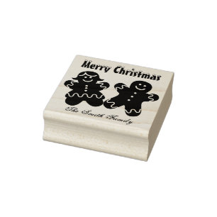 Personalised Gingerbread Christmas Holiday Family Rubber Stamp