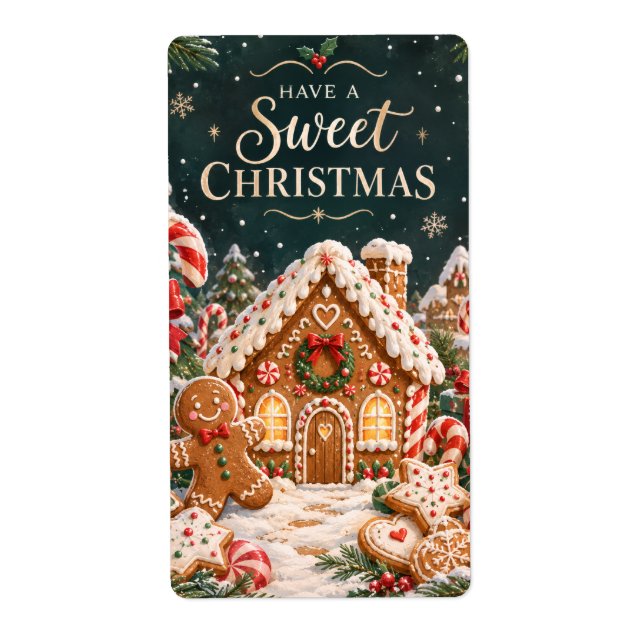 Personalised Gingerbread Christmas with Candy,cake (Front)