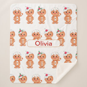Personalised Gingerbread Cookie Christmas Xmas Sherpa Blanket