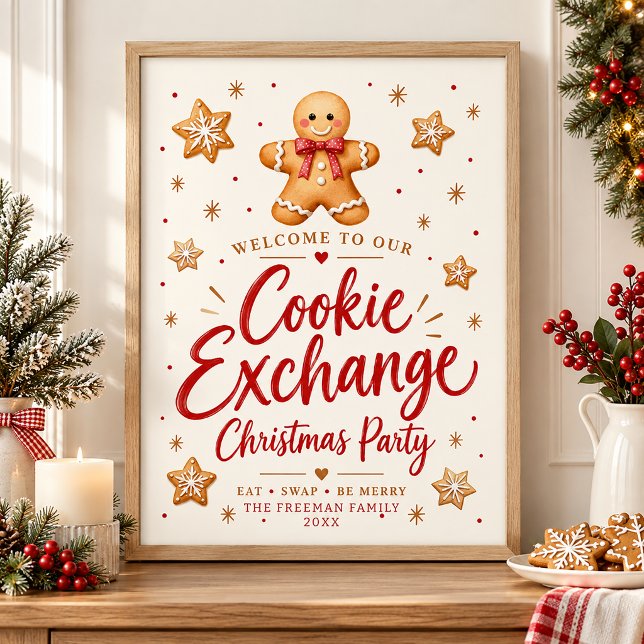 Personalised Gingerbread Cookie Exchange Welcome  Poster (Welcome Sign Poster - Frame not included)