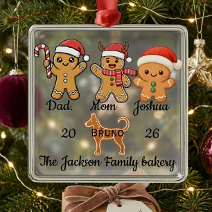 Personalised Gingerbread Family 2026 Metal Tree Decoration