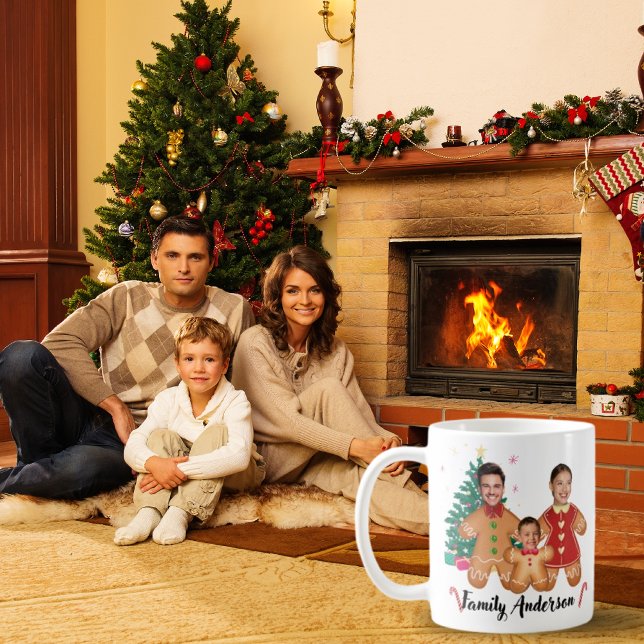 Personalised Gingerbread Family Face Photo  Coffee Mug (Creator Uploaded)