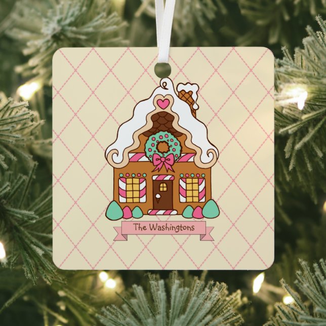 Personalised Gingerbread House Holiday Ornament (Insitu)