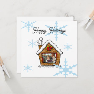 Personalised Gingerbread House Snowflakes Holidays Card