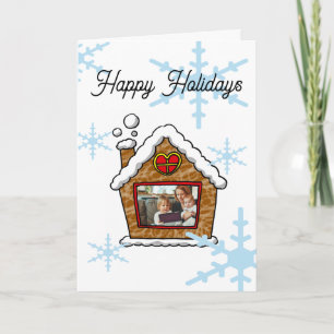 Personalised Gingerbread House Snowflakes Holidays Card
