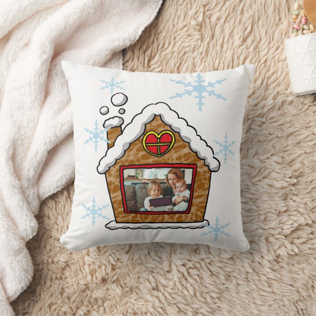 Personalised Gingerbread House Snowflakes Holidays Cushion (Blanket)