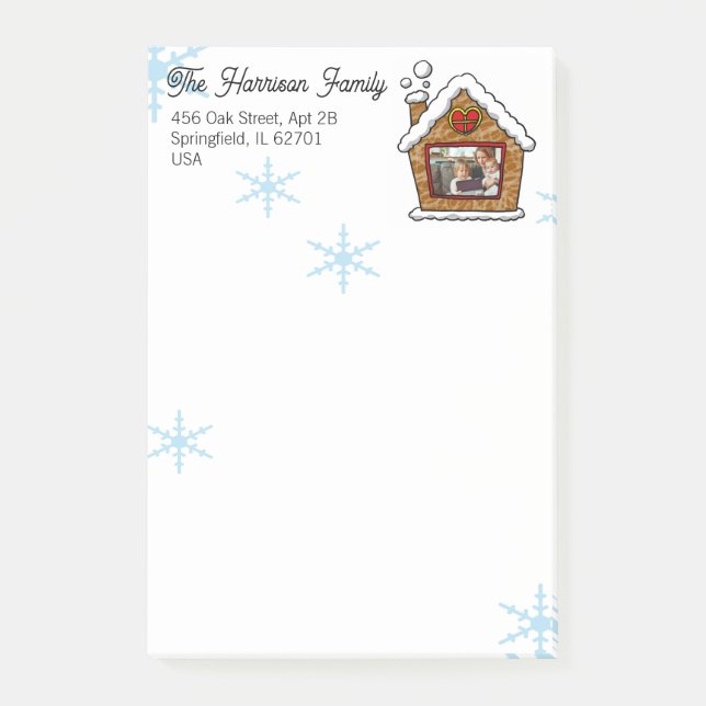 Personalised Gingerbread House Snowflakes Holidays Post-it Notes (Front)