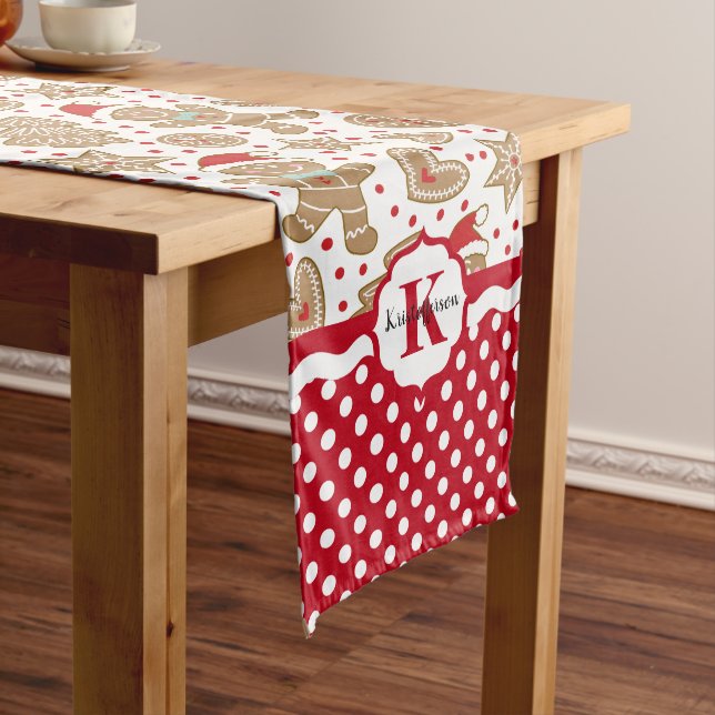 Personalised Gingerbread Man Christmas Long Table Runner (In Situ)