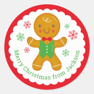 Personalised Gingerbread Man Round Sticker