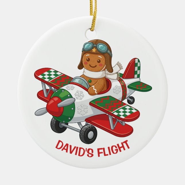 Personalised Gingerbread Pilot Ornament (Front)