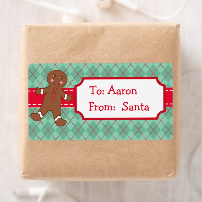 Personalised Gingerbread Santa Christmas Gift Tags (Insitu)