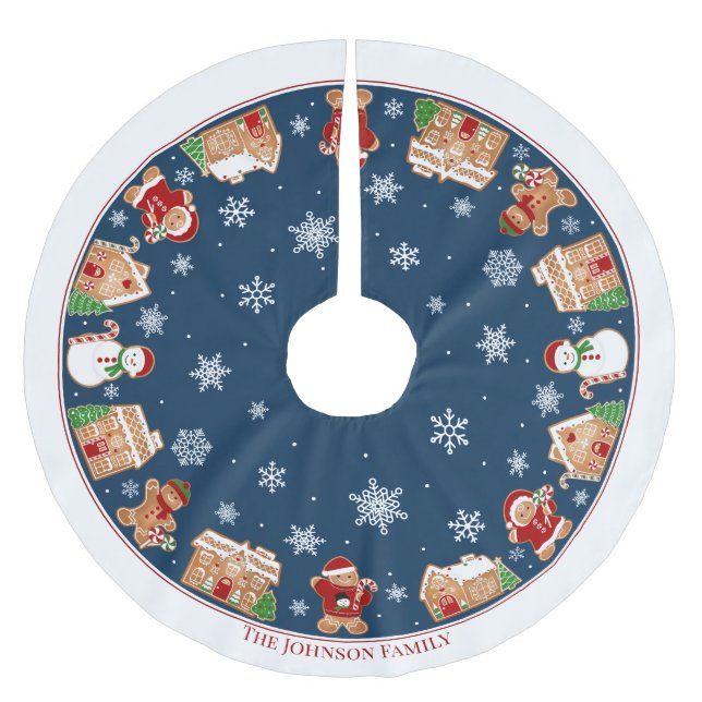 Personalised Gingerbread Village Brushed Polyester Brushed Polyester Tree Skirt (Front)