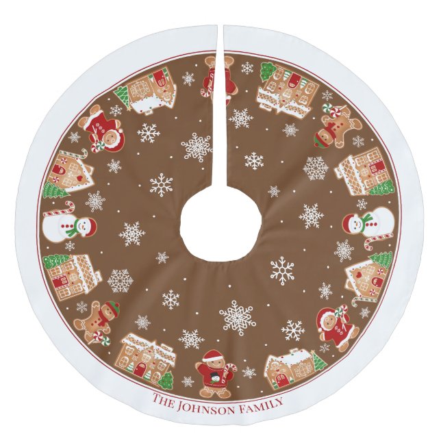 Personalised Gingerbread Village Brushed Polyester Tree Skirt (Front)