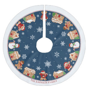 Personalised Gingerbread Village Brushed Polyester Tree Skirt