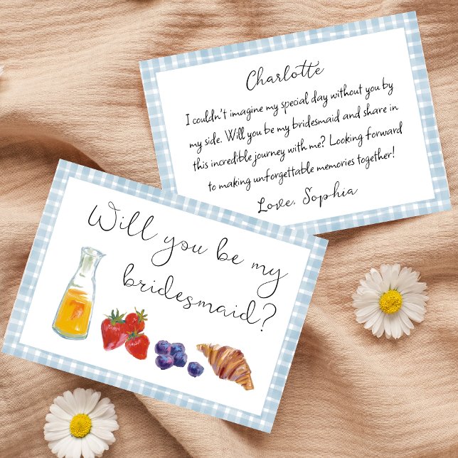 Personalised Gingham Brunch Bridesmaid Proposal Card (Creator Uploaded)