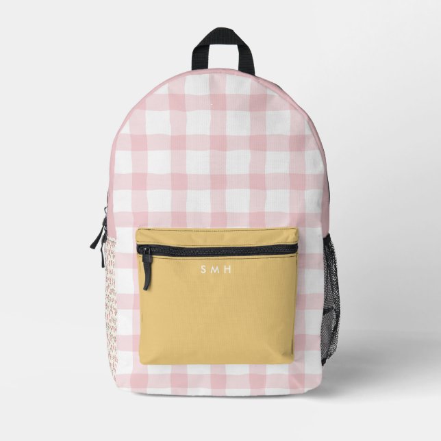 Personalised Gingham Cottagecore Backpack (Front)