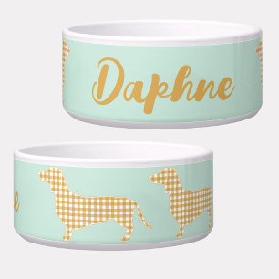 Personalised Gingham Dachshund Mint