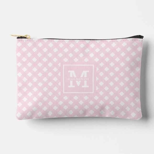 Personalised Gingham Plaid Pattern Accessory Pouch (Front)
