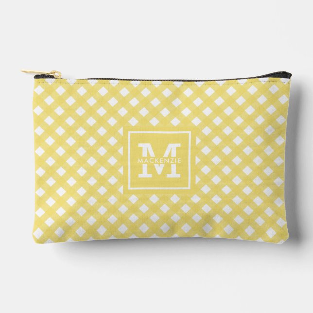 Personalised Gingham Plaid Pattern Accessory Pouch (Front)