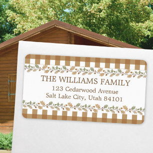 Personalised Gingham Plaid Retro Return Address Label