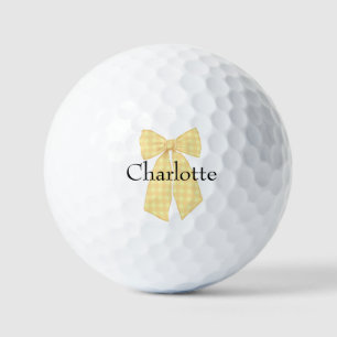 Personalised Gingham Romantic Coquette Bow Golf Balls