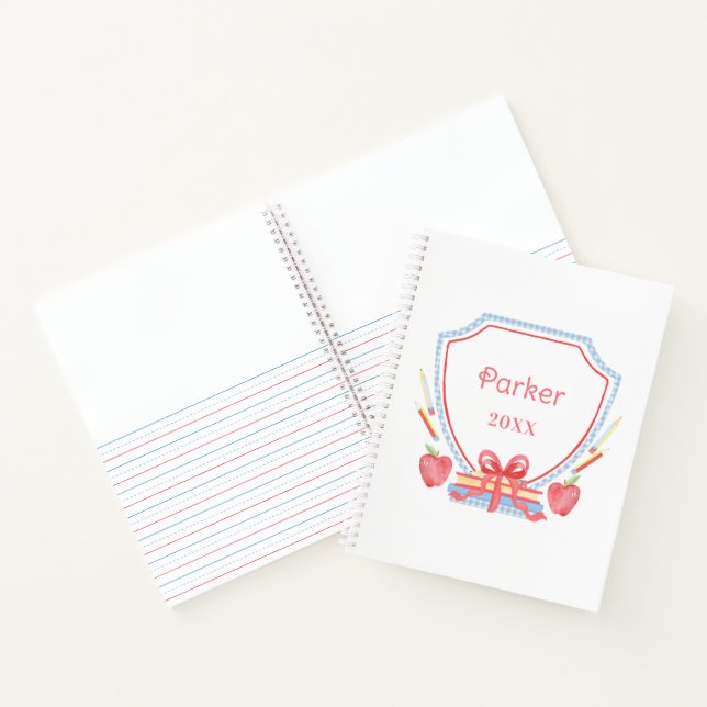 Personalised Gingham School Crest  Notebook (Inside)