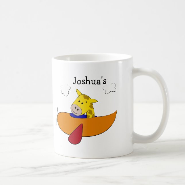 Personalised Giraffe Aeroplane Coffee Mug (Right)