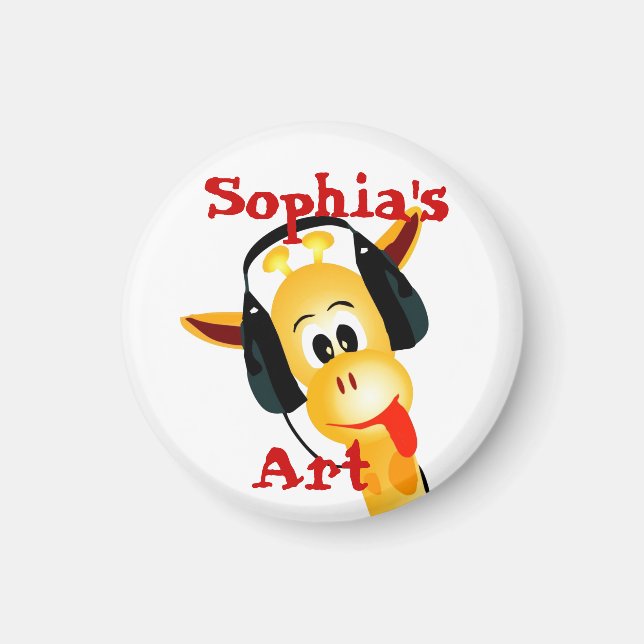 Personalised Giraffe Child's Artwork Magnet (Front)