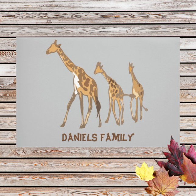 Personalised Giraffe Family Door mat (Creator Uploaded)