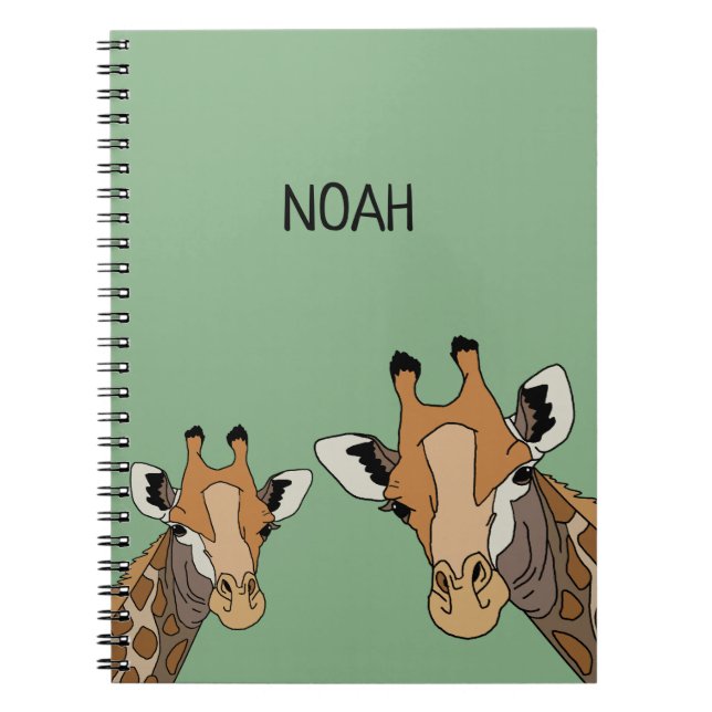 Personalised Giraffe Funny Green Notebook (Front)