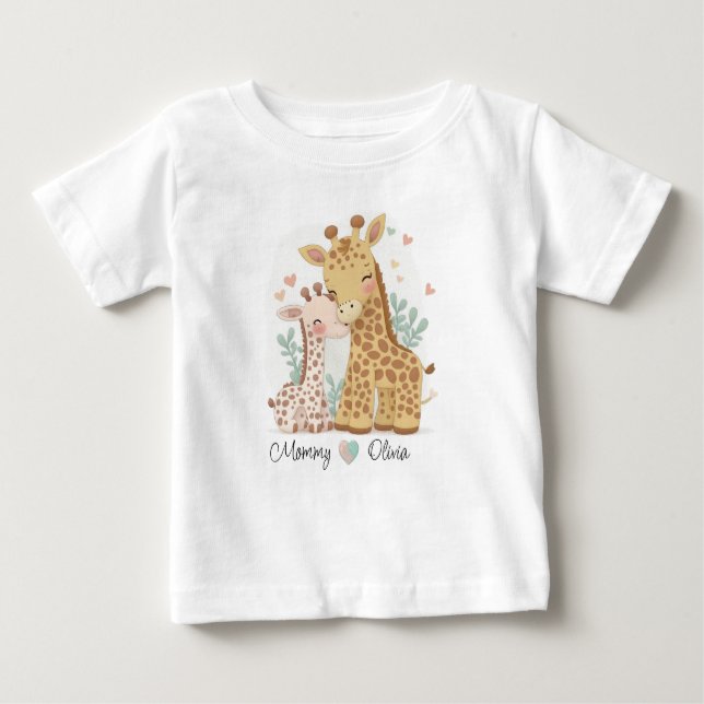 Personalised Giraffe Love Baby T-Shirt (Front)