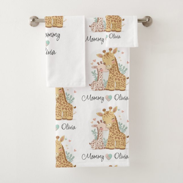 Personalised Giraffe Love Towel Set (Insitu)