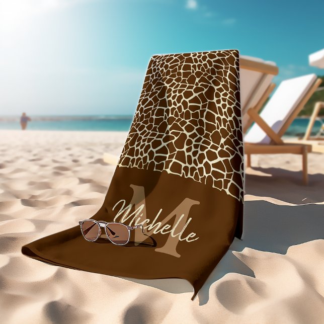Personalised Giraffe Pattern Monogram Fitness Yoga Bath Towel (Creator Uploaded)