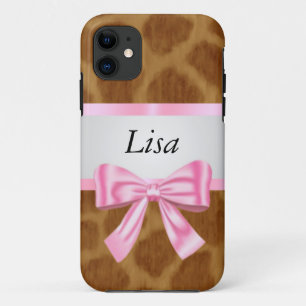 Personalised Giraffe Pattern Pink Bow Case-Mate iPhone Case