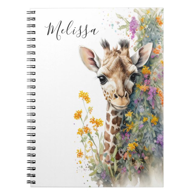 Personalised Giraffe School Office Notebook Gift (Front)