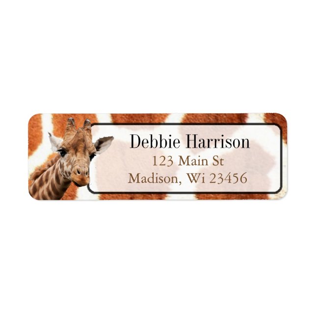 Personalised Giraffe Stripes Return Address Labels (Front)