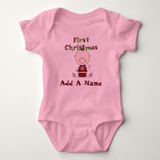 Personalised Girl 1st Christmas Bodysuit (Front)